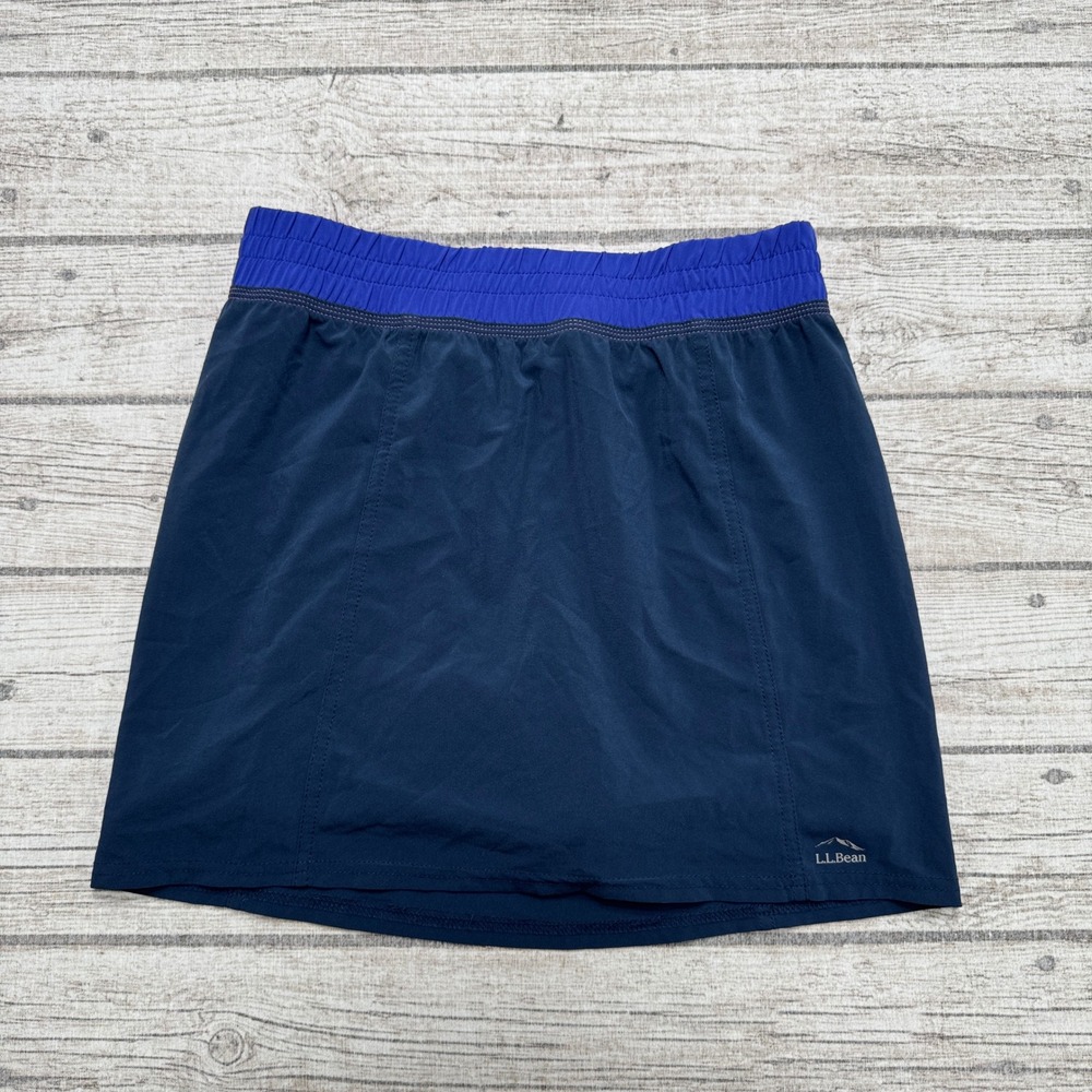 Vintage 90s L.L.Bean Skort Women's 14 Blue Elastic Waist Athletic Sporty Golf
